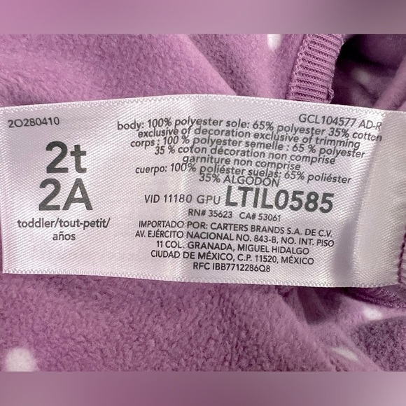 CARTER'S 2 Pack - 1 Pc Fleece Sleepwear
Purple polka dots Balerina, Plaid - 2T - Picture 11 of 12